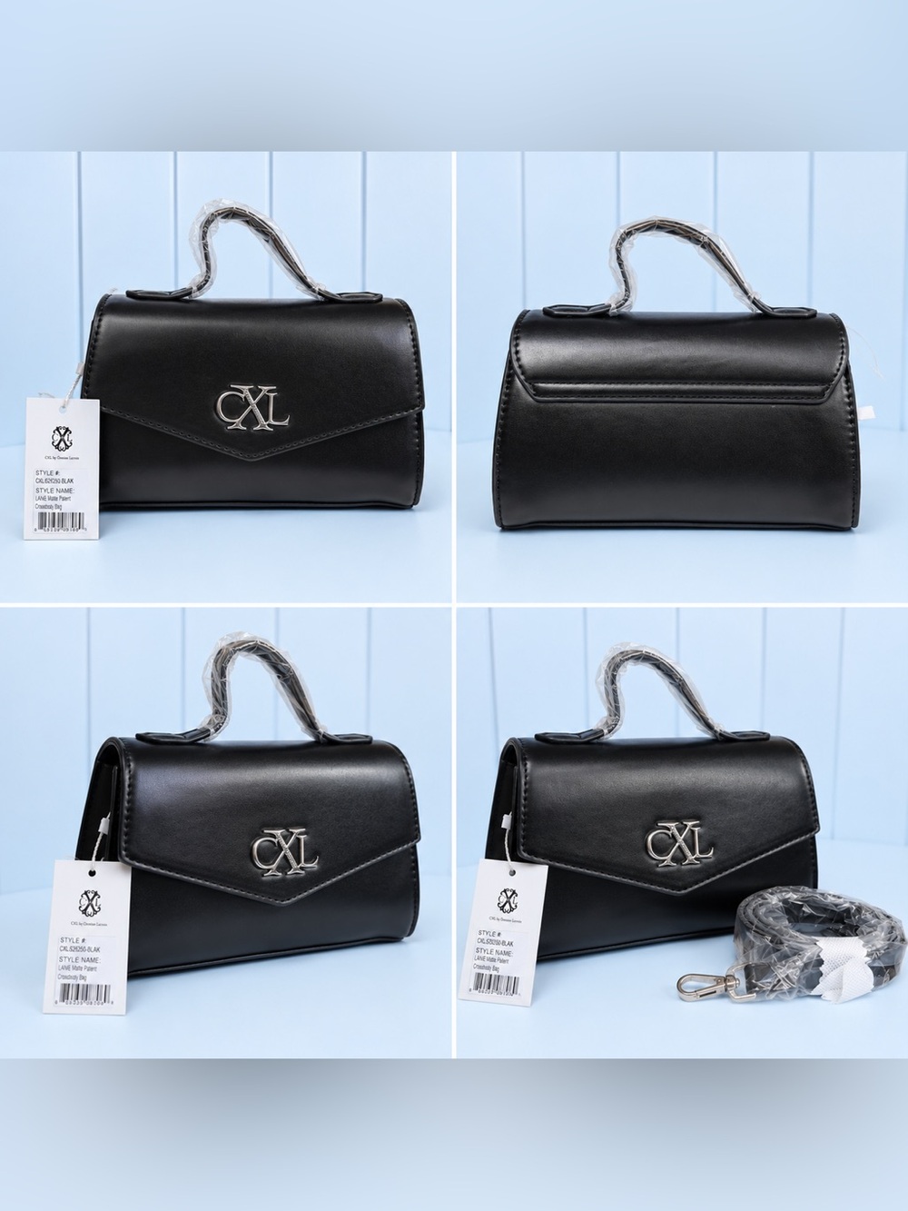 CXL by Christian Lacroix Laine Matte Patent Crossbody Bag – Black